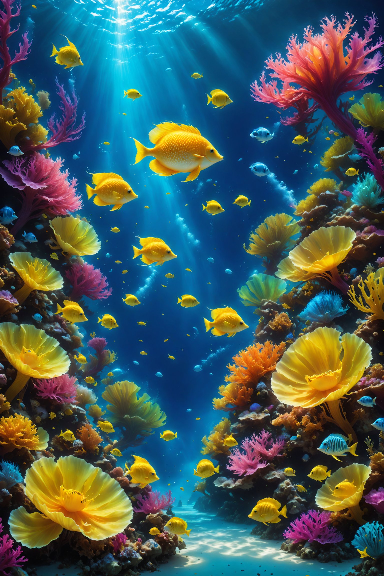 An underwater fanatsy world, its bright , full of colour