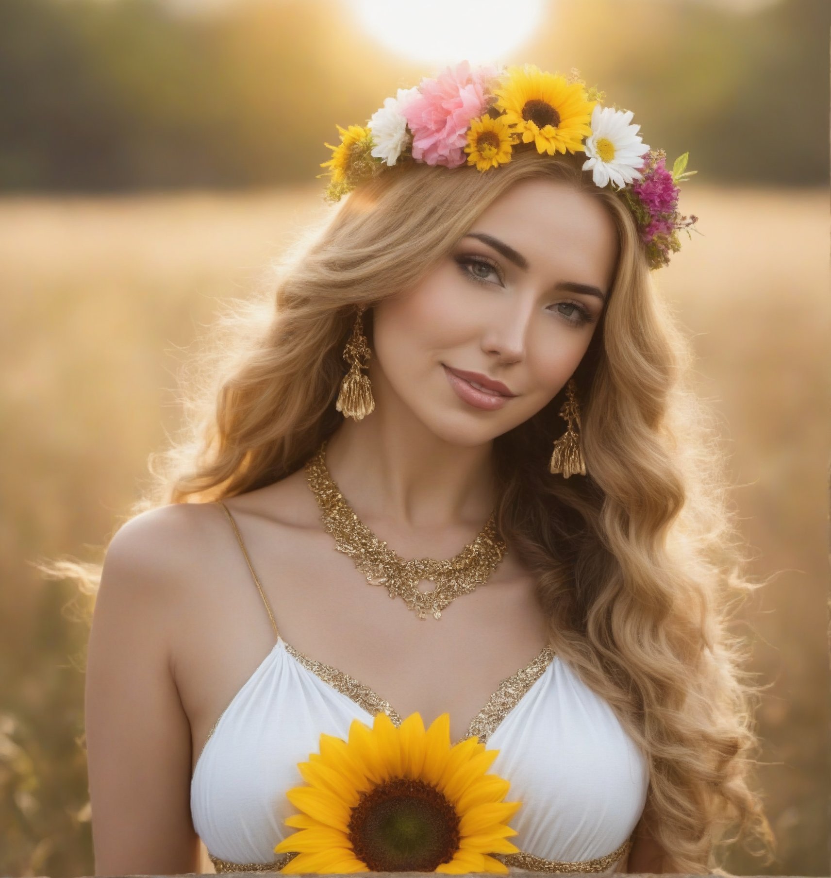 create  an amazingly good looking summer solace goddess