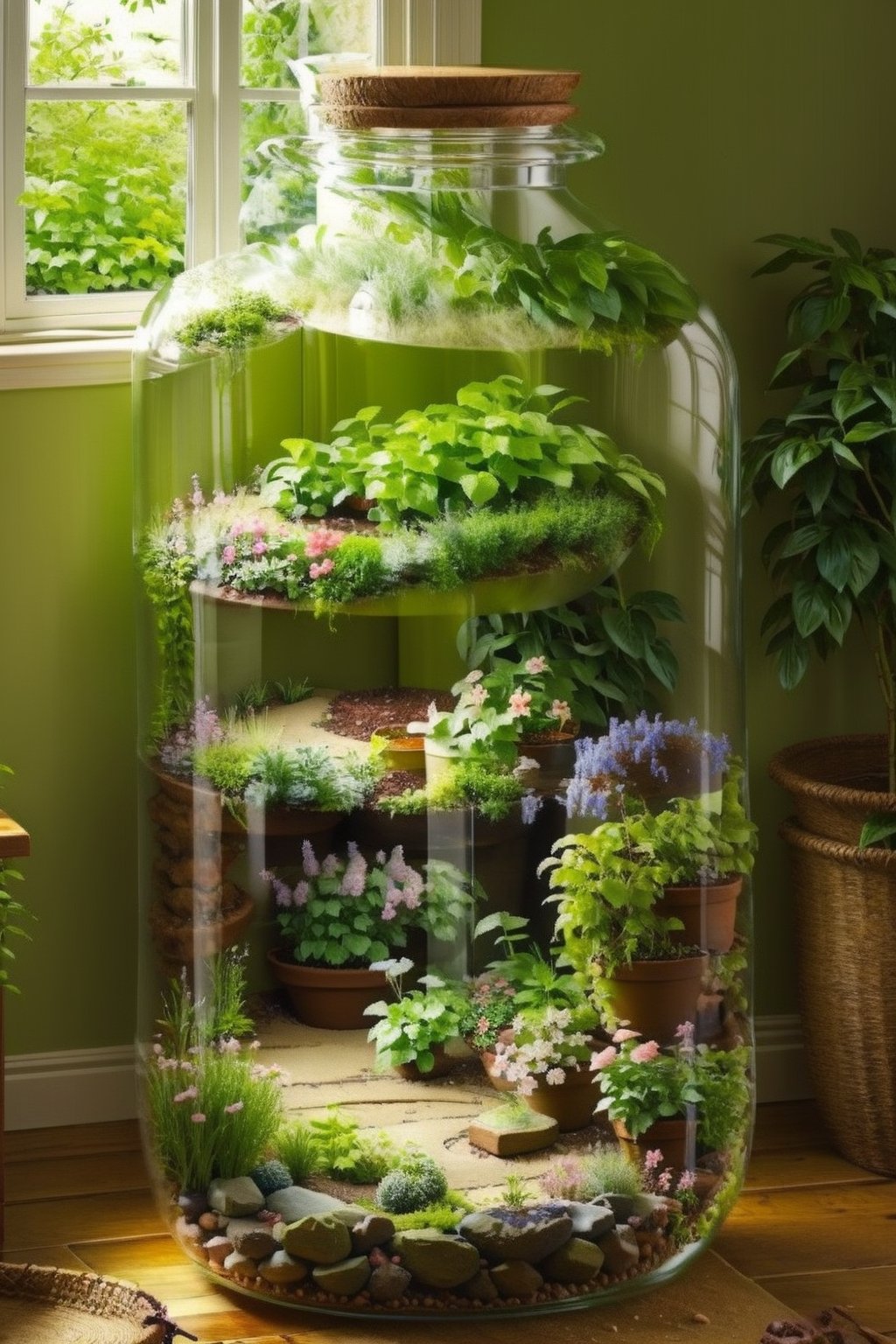 create a living garden inside the bottle, Bottle,Glass flower room