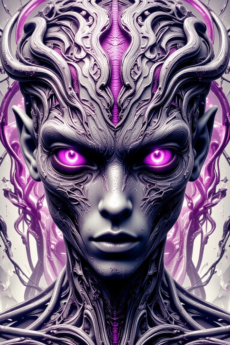 create me an portrait of a alien being , lineart, 2.5D, illustration, portrait,  Score_9, Score_8_up, Score_7_up, behance work, intricate, vibrant color, High quality, 8k hd, best quality, detailed skin texture, complicated, 8k ultra hd, high resolution, high definition, excellent quality, stunning image,  detail quality Enhancer,