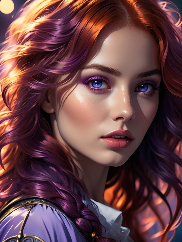 young beautiful girl, purple, pink and blue tones, (masterpiece, best quality, ultra detailed, best shadow), (detailed background, dark fantasy), (beautifully detailed face), high contrast, (best lighting, extremely delicate and beautiful), ((cinematic light)), colourful, hyper detail, dramatic light, intricate details, (1 girl, solo, red hair, sharp face, amber eyes, hair between eyes, dynamic angle), depth of field, light particles, (full body), full length

Translated with DeepL.com (free version)