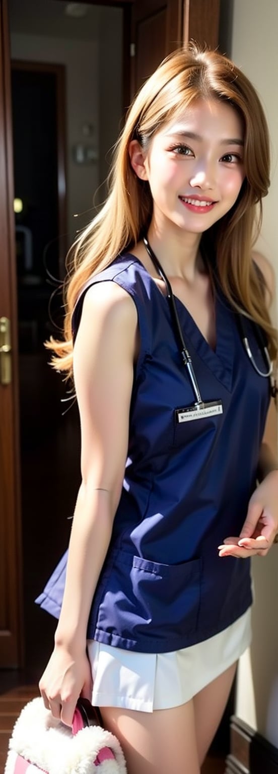 a young blonde asian beauty, a nurse in the hospital, perfect light