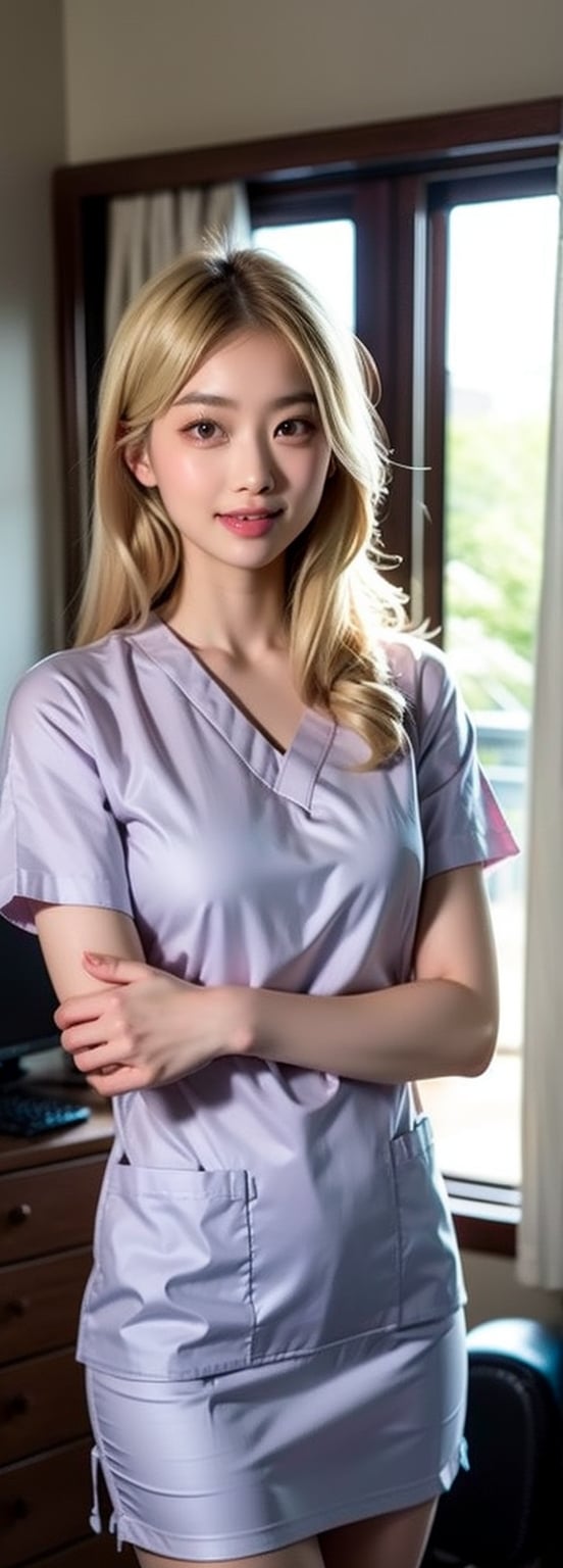 a young blonde asian beauty, a nurse in the hospital, perfect light