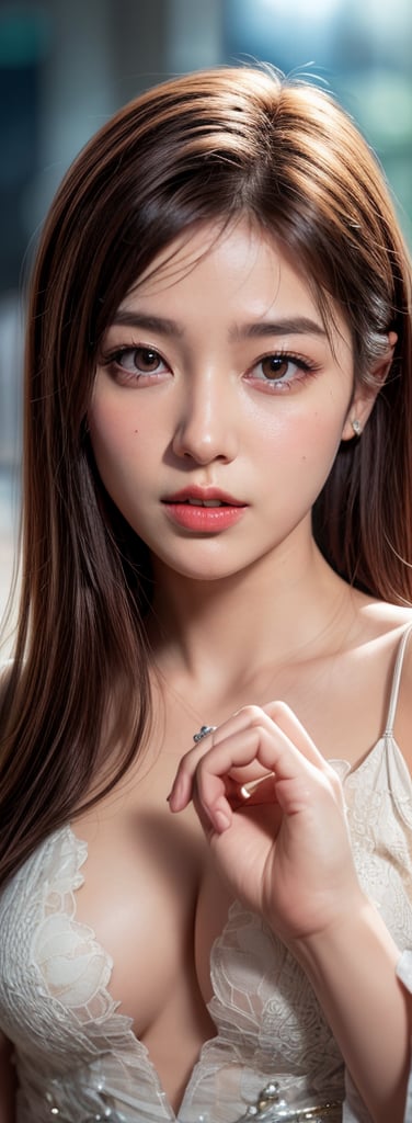
,(masterpiece:1.1), (best quality:1.1), (ultrahighres:1.1) ,(8k resolution:1.1),(realistic:1.2),(ultra detailed1:1), (sharp focus1:1), (RAW photo:1.0),
Realistic 16K resolution photography of 1 girl, Exquisitely perfect symmetric very gorgeous face, Exquisite delicate crystal clear skin, Detailed beautiful delicate eyes, perfect slim body shape, slender and beautiful fingers, nice hands, perfect hands, illuminated by film grain, realistic skin, dramatic lighting, soft lighting, exaggerated perspective of ((Wide-angle lens depth)),Japanese,1girl,lady