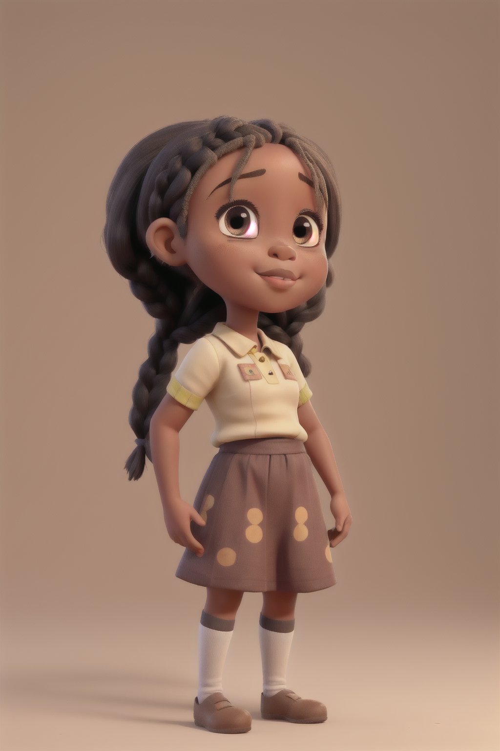  animation  Countryside Ethiopian  dark skin little cute girl wth Hair Braid