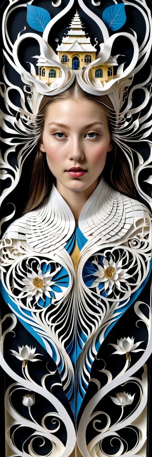 1 girl's face is Caucasian, photography in the style of detailed hyperrealism ,creature ,fantasy,James Christensen,bold lines,hyper detailed


(Kirigami representation, 3D, paper folding, paper cutting, Japanese, intricate, symmetrical, precision, clean lines : 1.3),
Ink Painting,1girl,God's Angle,kl1m,heart art