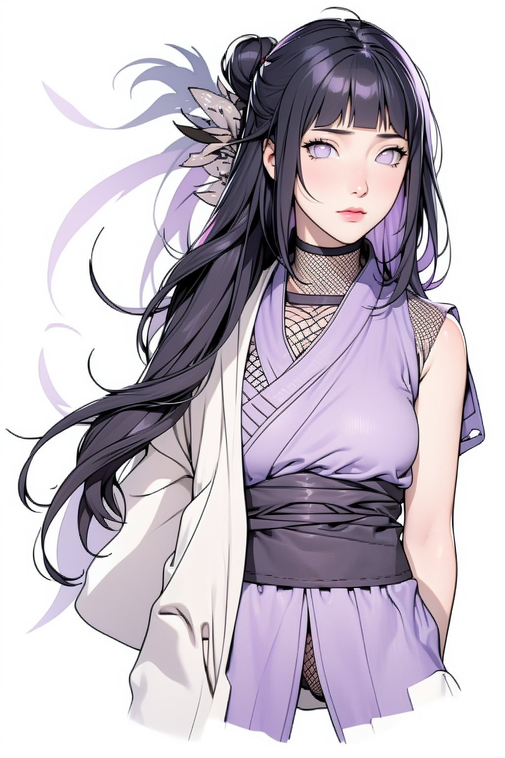 Hinata Hyuga, ninja, shinobi, fishnet, kunoichi, black hair, lavender eyes