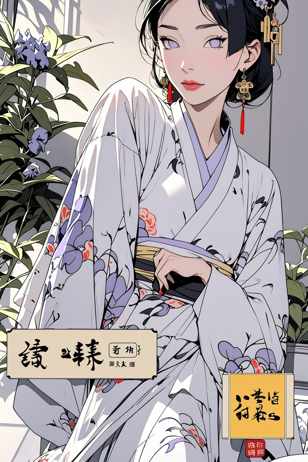 Hinata Hyuga, japanese clothes, chinese clothes, ancient china, ancient japan, royalty, jewelry, accessories, gold, black hair, lavender eyes