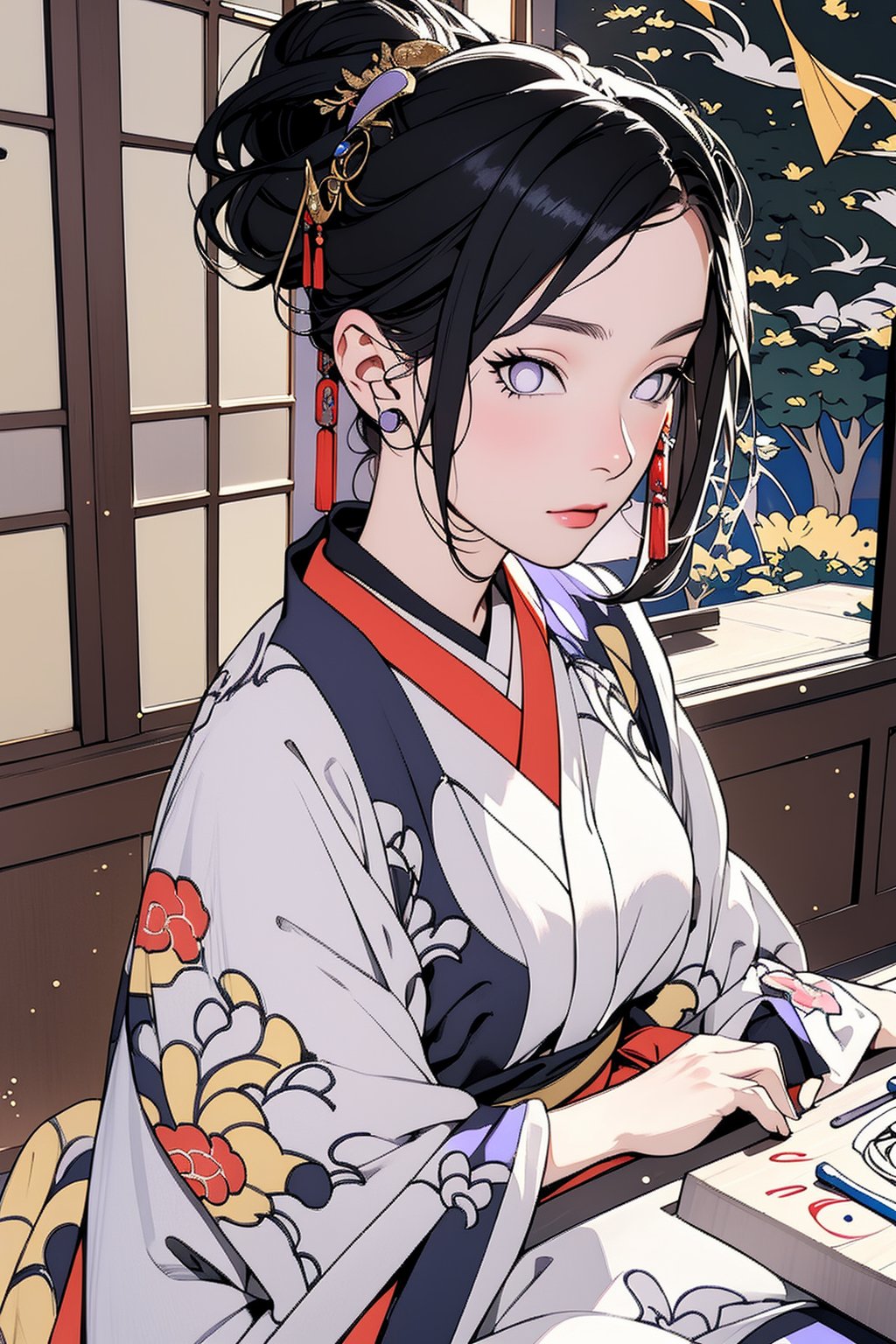 Hinata Hyuga, japanese clothes, chinese clothes, ancient china, ancient japan, royalty, jewelry, accessories, gold, black hair, lavender eyes