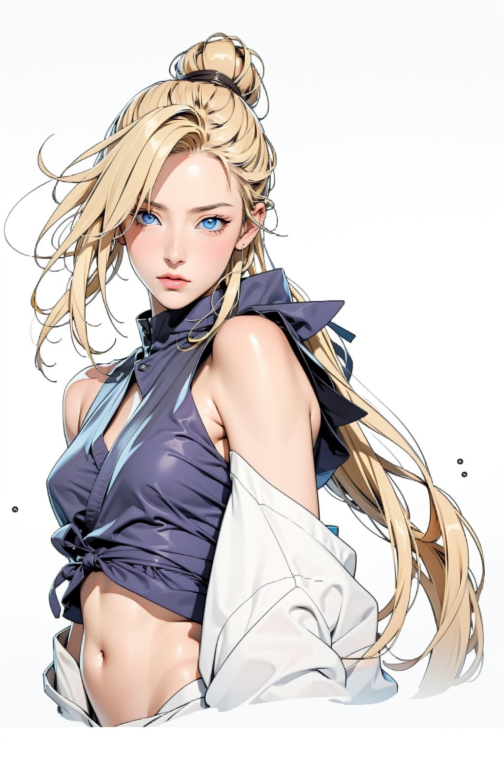 Ino Yamanaka, ninja, shinobi, kunoichi, fishnet, training, long blonde hair, blue eyes, masterpiece, best quality