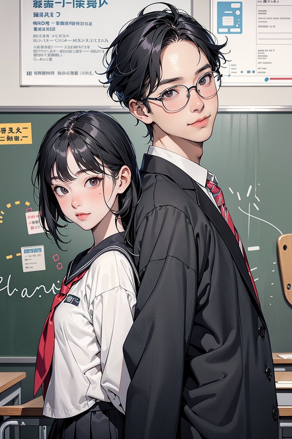 1man, 1girl, asian, high school, school uniform, teacher, student, school, age gap, realyuki0.3,Asian man,jp_school_uniform,komi_sch