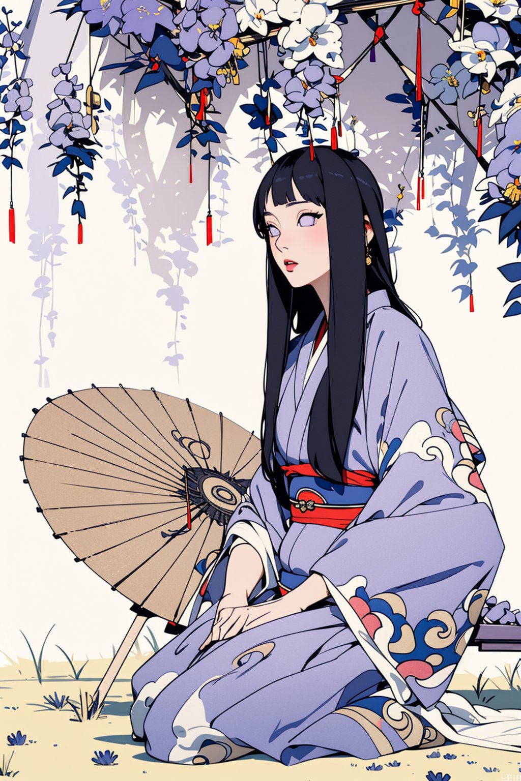 Hinata Hyuga, japanese clothes, chinese clothes, ancient china, ancient japan, royalty, jewelry, accessories, gold, black hair, lavender eyes