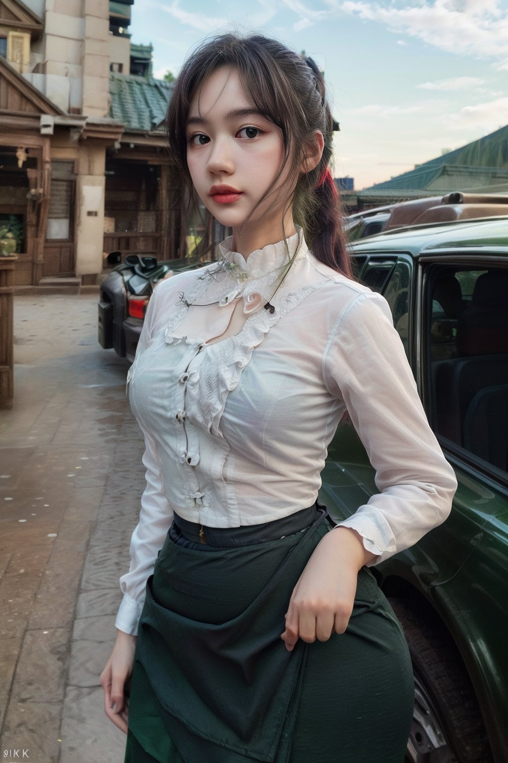 (Best quality, 8k, 32k, Masterpiece, Photorealistic, high contrast, UHD:1.2),(masterpiece, high quality:1.5), (8K, HDR), masterpiece, best quality, 1girl, solo, PrettyLadyxmcc,OrgLadymm,long_ponytail,((white_shirt,green_long_skirt)),(pose:random poses),long_skirt,
