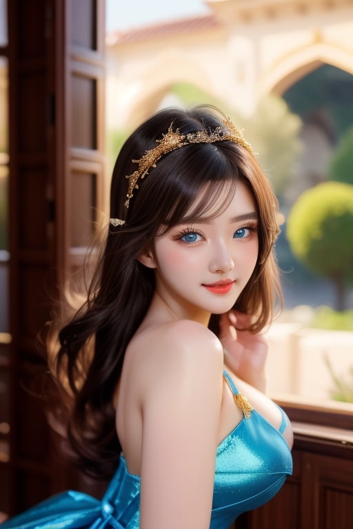 When a 25 years old beautiful princess comes out of her palace, we are mesmerized by her beauty. Her blue eyes, fair cheeks, her hair waving in the air, her sensuous body, her golden dress was shining with foam.
Good quality image, maximum detail,3va,masterpiece,mygirl