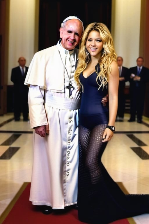 beautiful, realistic, shakira whith pope