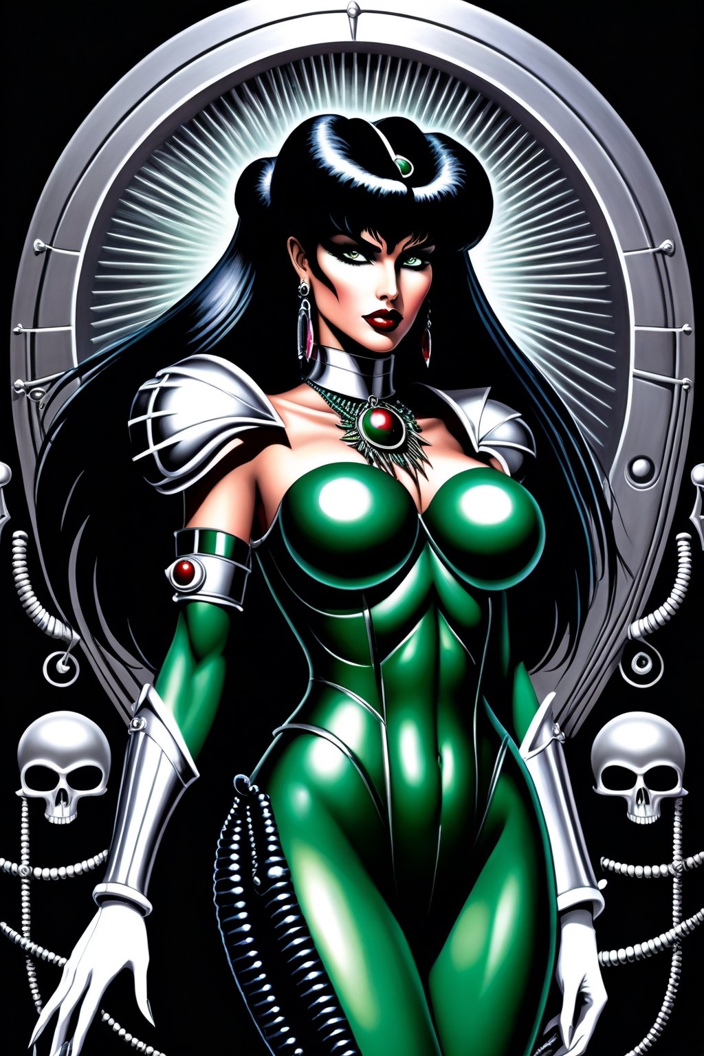 Very busty and muscular Sailor Pluto (H.R. Giger Art style:0.8)