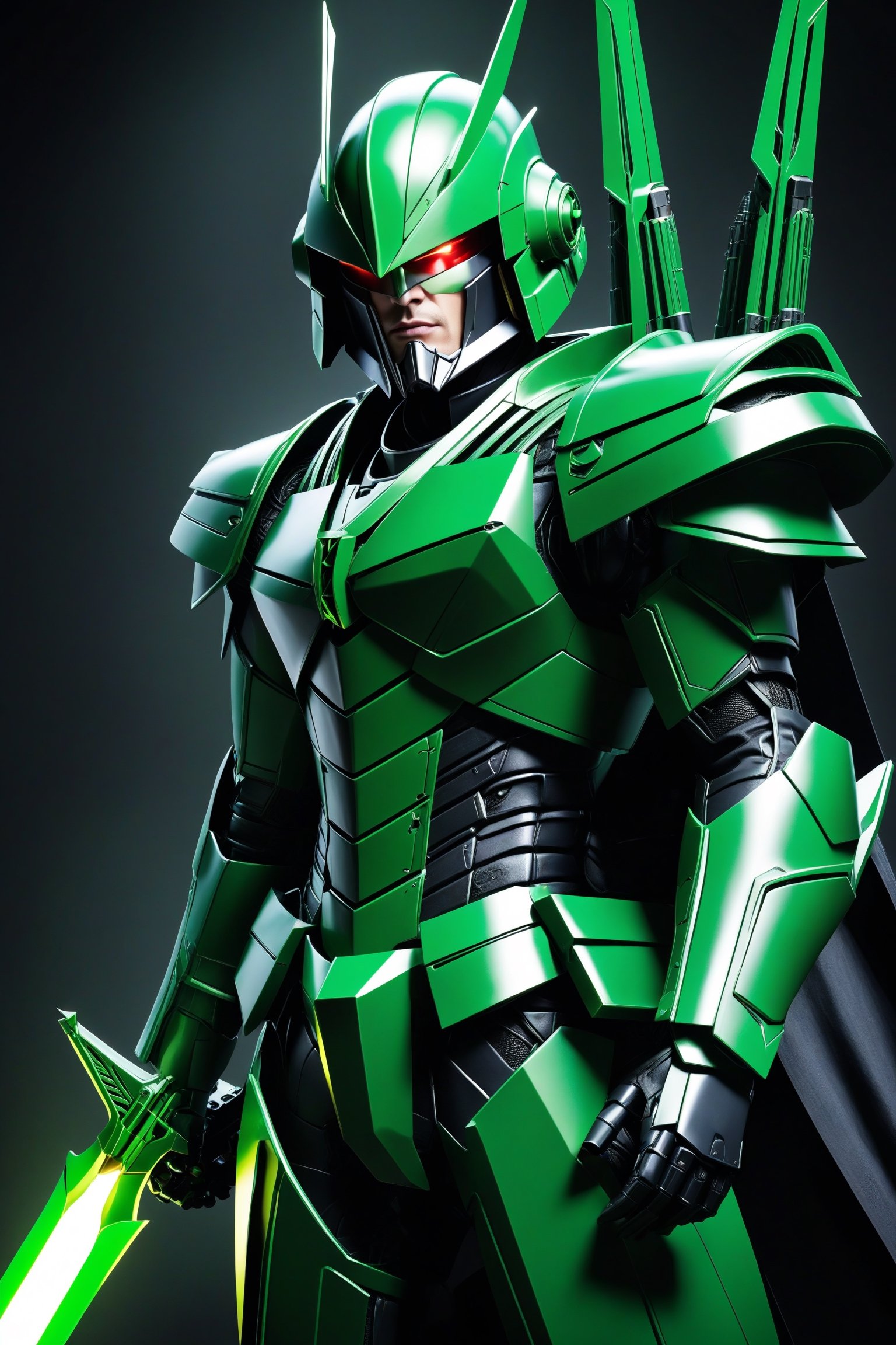 (Green Arrow:2) (as a Gundam:2.5), Fighting in  space with a beam saber (H.R. Giger's Art Style:3)