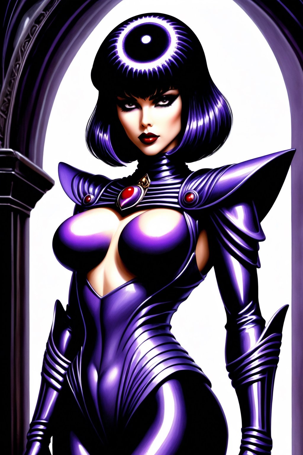 Very busty and very muscular Sailor Saturn(H.R. Giger Art style:0.8)