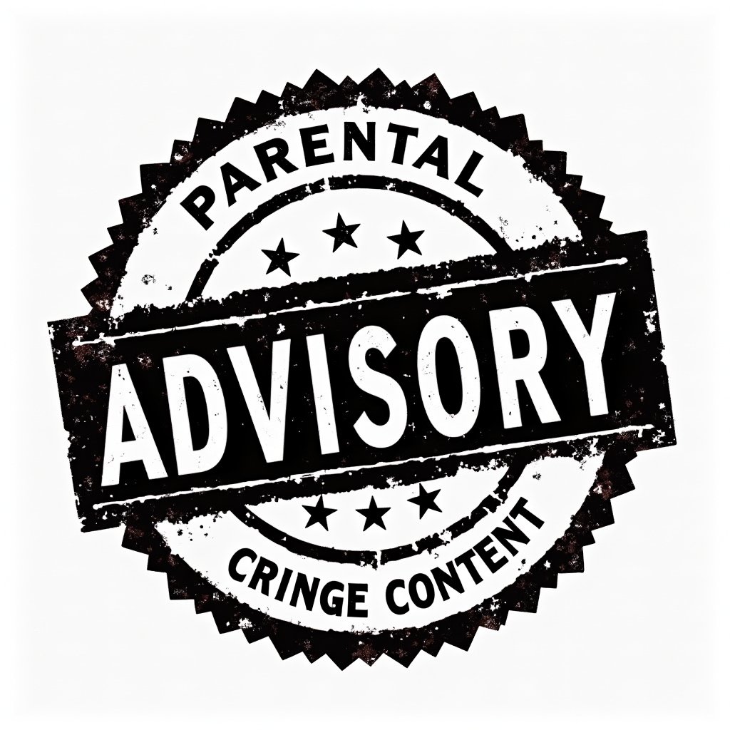 The parental advisory stamp, with the text lines saying "Parental Advisory" and "Cringe Content"