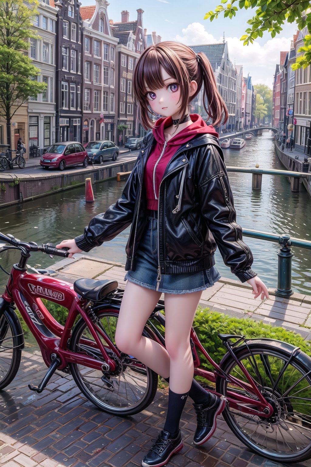 1girl, solo, Mona_Impact, 25 years old girl, on vacation in Netherlands, Let's take a city tour of Amsterdam,