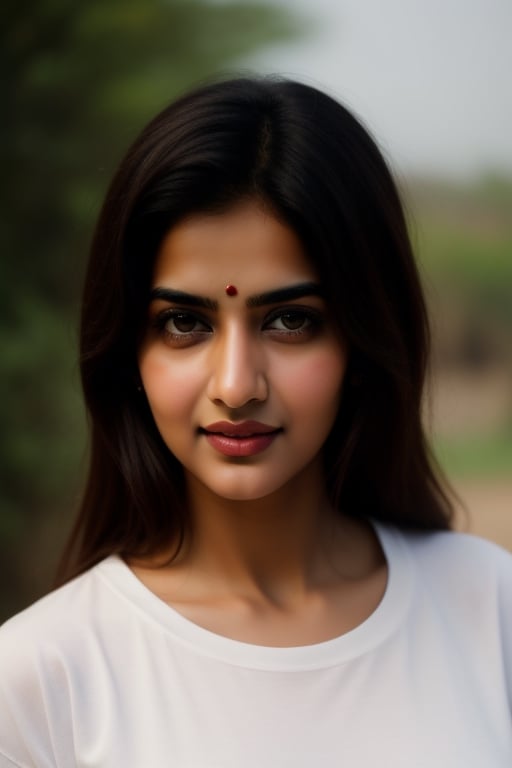there is a woman sona young beautiful Indian woman face features like Katrina Kaif. skin tone white,wearing a white t-shirt standing looking into the camera. portrait causal ,Realism,Portrait,
Raw photo