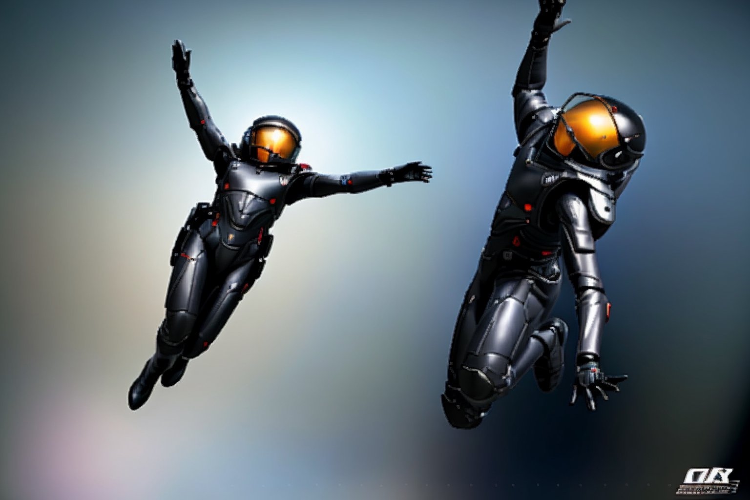 cinematic film still professional 3d model anime artwork concept art a masterpiece oil painting, comic comic Dreamscape an futuristic pilot suit falling backwards into the cosmos, the space suit,photorealistic,Futuristic room