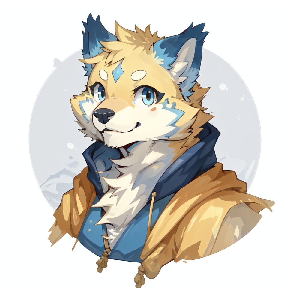 furry digital drawing, icon with this style, male,botailang,yellow fur