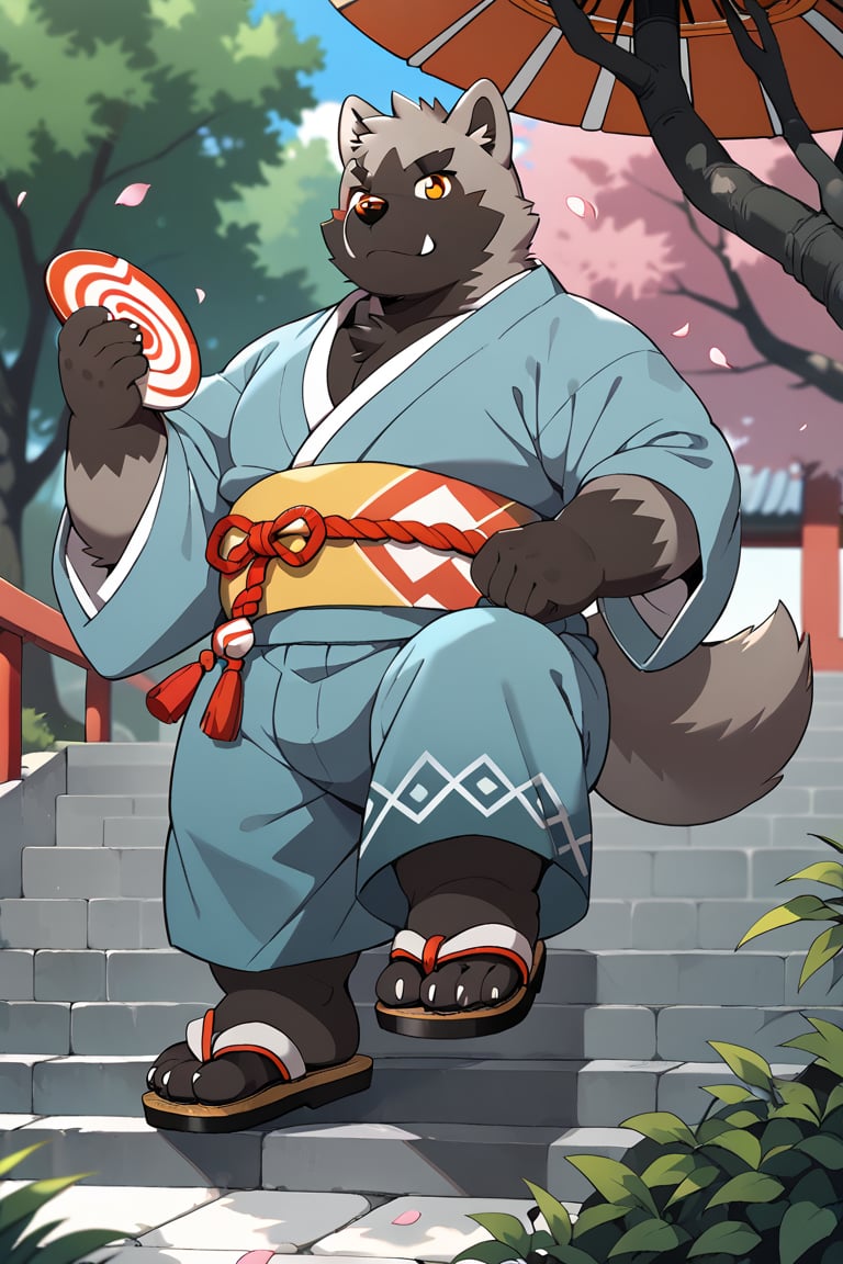 male,solo,foot,overweight,  ,sandals,japanese clothes,Poochyena