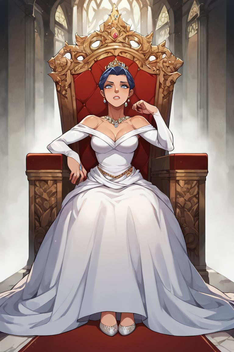 score_9, score_8_up, score_7_up, BREAK, 1girl, scottish, throne, gown, sitting