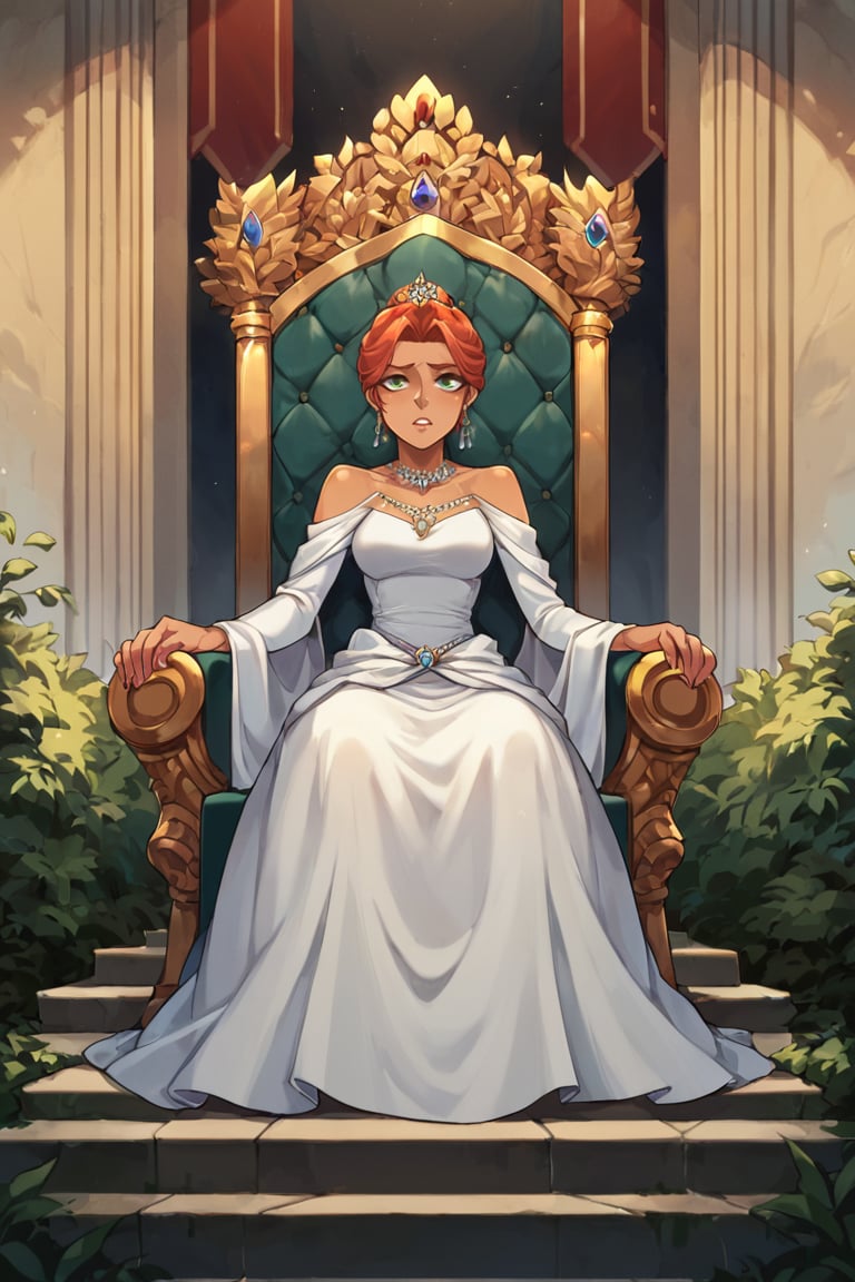 score_9, score_8_up, score_7_up, BREAK, 1girl, scottish, throne, gown, sitting