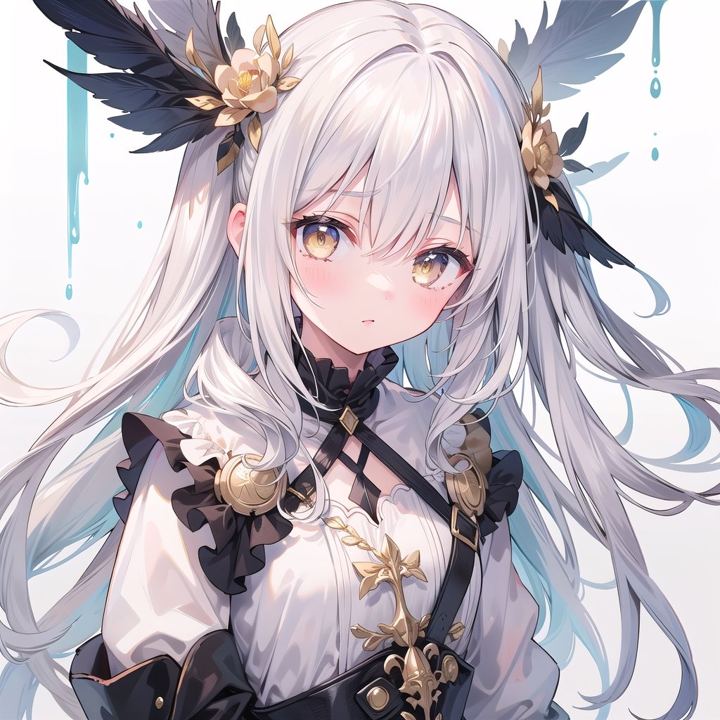 1 girl, white_hair, golden_eyes,