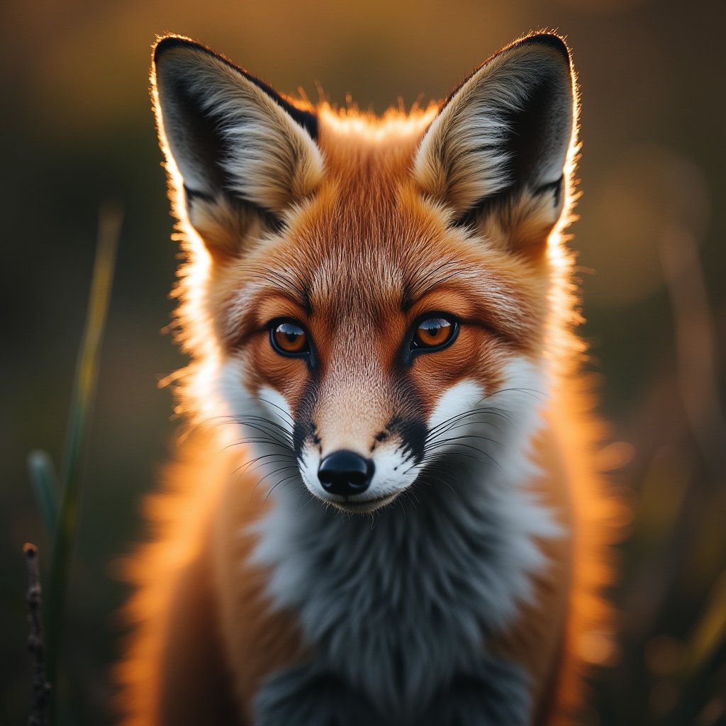 Photograph a close-up of a solitary fox, focusing on its face and upper body. Highlight the intricate details of its fur, illuminated by the soft, early morning light. Capture the expressive eyes and the texture of the fur with 8K resolution to showcase the fine details and the gentle morning ambiance.