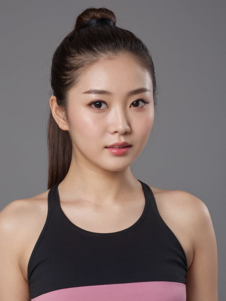 pretty chinese mix korean girl, 30 years old. Average body, bright honey eyes with sharp size, full lips, long eyelashes. Black, ponytail, soul and spiritual mentor. T-Shirts,cinematic,photorealistic,masterpiece,1 girl ,best quality