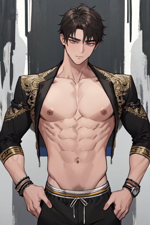 masterpiece, best quality, boy, solo, male, abdominal muscle,1boy, intricate details,1guy