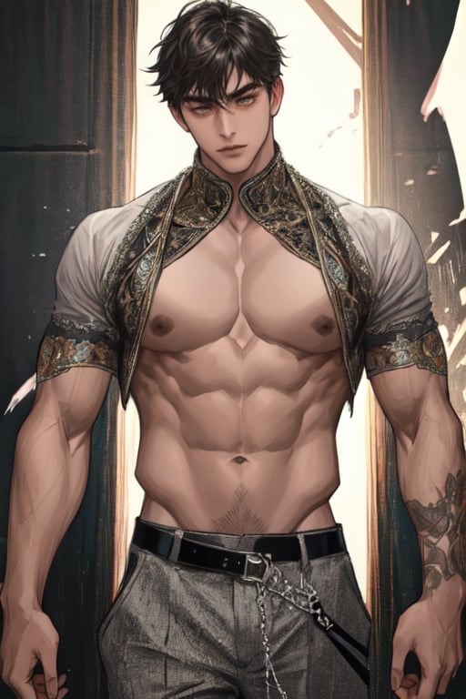 masterpiece, best quality, boy, solo, male, abdominal muscle,1boy, intricate details,1guy