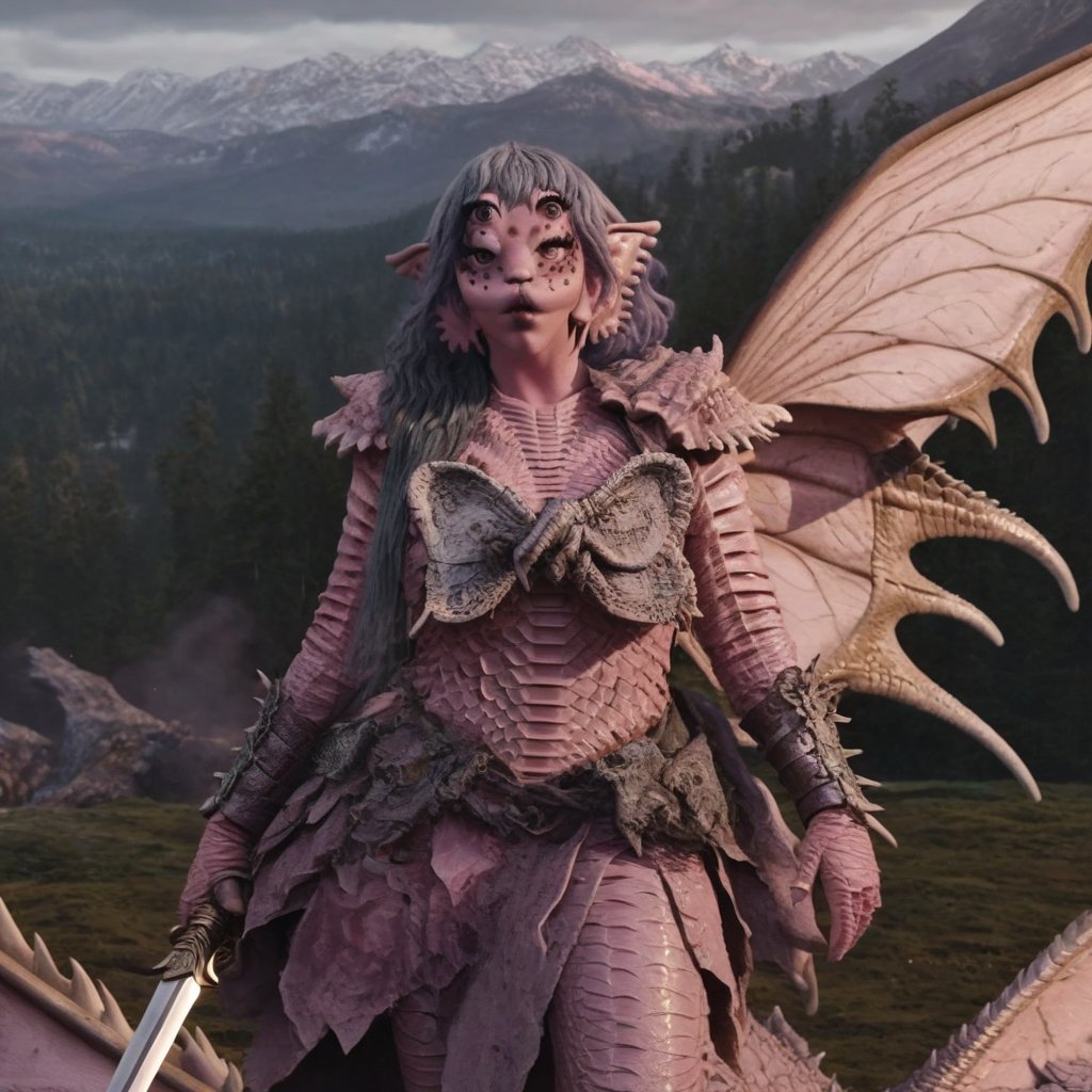 Pink and purple makeup, gorgeous makeup, a girl who is on top of a big pink dragon while there is fire all over the place, the girl wears armor and in her right hand she has a sword, four eyes, Full body, dark pink short curly hair, cured and detailed outfit, her hair is long and wavy, her hair is long, 4k, 18k, hairstyle, perfect face, Melanie, Adele, Long hair, masterpiece high quality 18K, Hyperrealism, Realistic vision, rosy cheeks, realistic woman , a girl, Woman, best quality, woman, high quality, good lighting, A woman, dragon00, Long hair, Pink skin, four eyes, Fancy, model, A woman. Pink and purple makeup, gorgeous makeup, long train skirt, sword00, pink skin, four eyes, Full body, a girl, dark pink short curly hair, cured and detailed outfit, her hair is long and wavy, her hair is long, 4k , 18k, hairstyle, perfect face, Melanie, Adele, Long hair, masterpiece high quality 18K, Hyperrealism, Realistic vision, rosy cheeks, realistic woman, a girl, Woman, best quality, woman, high quality, good lighting, A woman, armor00, Long hair, Pink skin, four eyes, Fancy, model, A woman,Big Quality, Masterpiece, High Quality,Melanie Martinez, Beautiful, 1girl,4 eyes, Nymph, Pink Skin