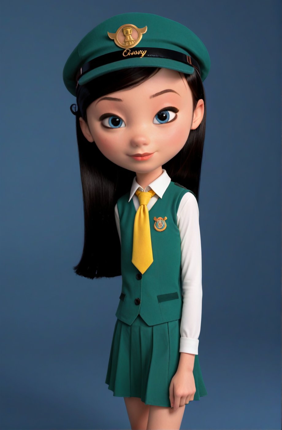 Highly realistic 8K. 
, A charming scene of a little girl scout troop comprised of young, innocent , with the focal point being a very small, young, and flat-chested . She is dressed in an adorable, well-tailored little girl scout uniform that fits her  frame perfectly. The uniform includes a green vest with various badges proudly displayed, a cute little skirt, and a matching green cap with a yellow tie. vibrant golden hue, and she has expressive blue eyes
penny peterson, long hair, dark black hair 3d 