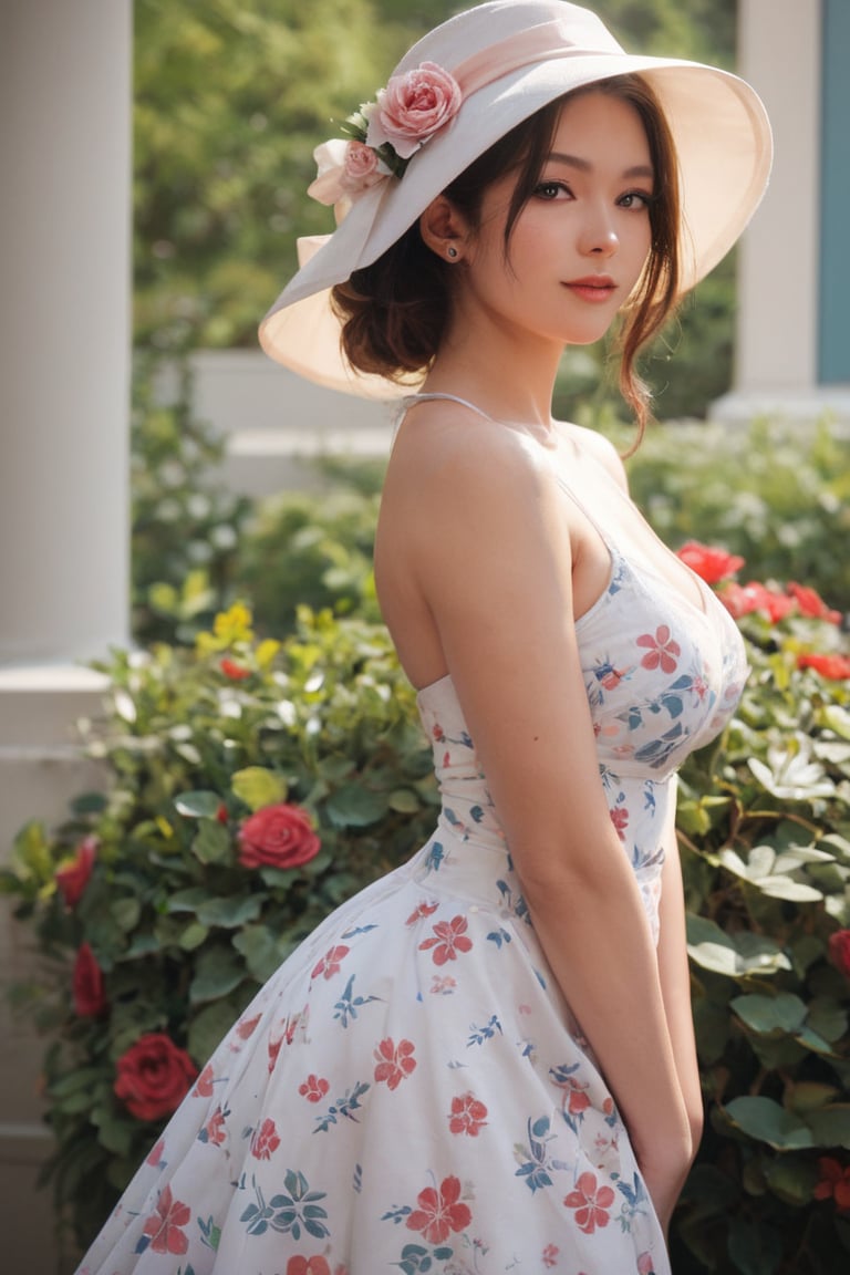 (score_9), score_8_up, score_7_up, source_real, source_photo, photo of a beautiful korean girl in floral printed sundress, on Seoul street