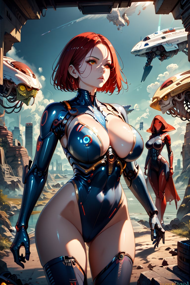 score_9, score_8_up, score_7_up,, score_6_up, 2 girls, dynamic stance, looking around, weapons at the ready, huge breasts, huge curvy hips, narrow waist, skinny, skin tight battle suit, cerulean blue, armor, futuristic, sci-fi, cyberware, cybertech, unexplored alien world, mist, ancient marvelous alien structures, ultra highres, depth of field, (detailed face:1.2), (detailed eyes:1.2), detailed background, ultra detailed, intricate, gradients, detailed landscape, masterpiece, best quality, score_5_up