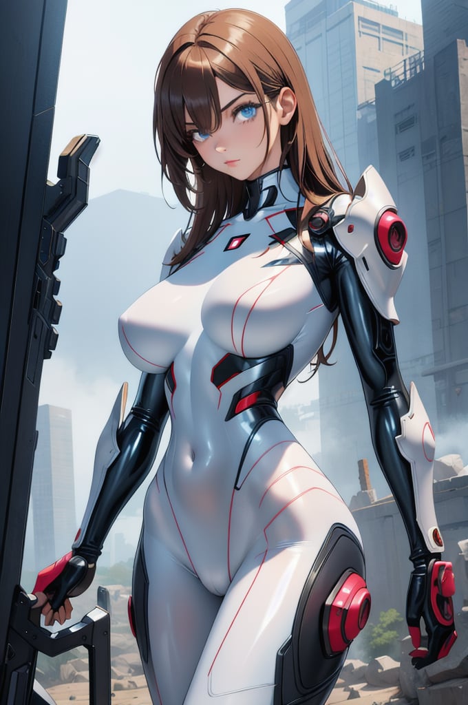 2 girls, looking around, weapons at the ready, dynamic stance, huge breasts, huge curvy hips, narrow waist, skinny, skin tight translucent white glossy smooth bodysuit, armor, futuristic, sci-fi, cyberware, cybertech, unexplored world, mist, ancient marvelous structures, ultra highres, atmosphere of mystery and danger, (detailed face:1.2), (detailed eyes:1.2), detailed background, intricate, foggy landscape, masterpiece, best quality, perfect, Enhance, FUJI, rubbersuit02, rubbersuit, realhands, Extremely Realistic, latex suit, rubber suit,Anime,incredibly absurdres