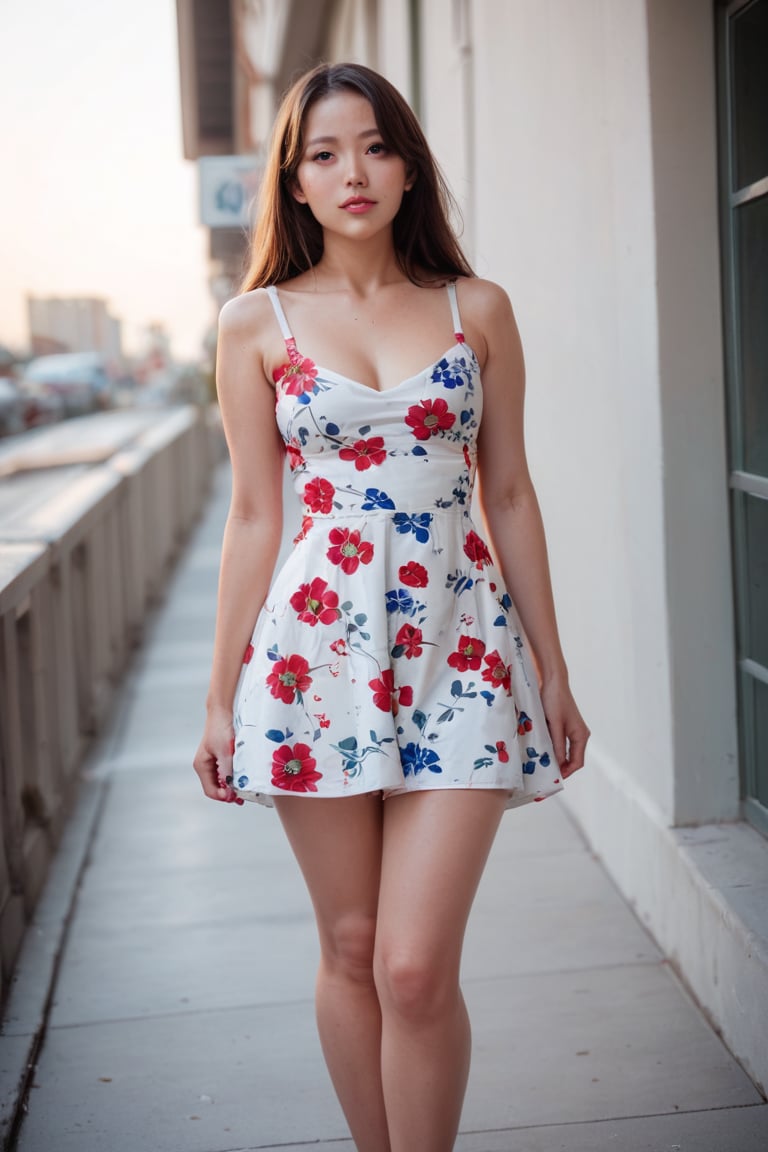 score_9, score_8_up, score_7_up, source_real, source_photo, photo of a beautiful korean girl in floral printed sundress, on Seoul street