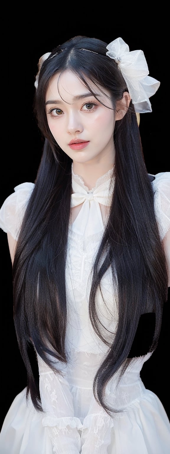 4k,best quality,masterpiece,18yo 1girl,(lolita_fashion),(white stockings), alluring smile, 

(Beautiful and detailed eyes),
Detailed face, detailed eyes, double eyelids ,thin face, real hands, muscular fit body, semi visible abs, ((short hair with long locks:1.2)), black hair, black background,playground,


real person, 
