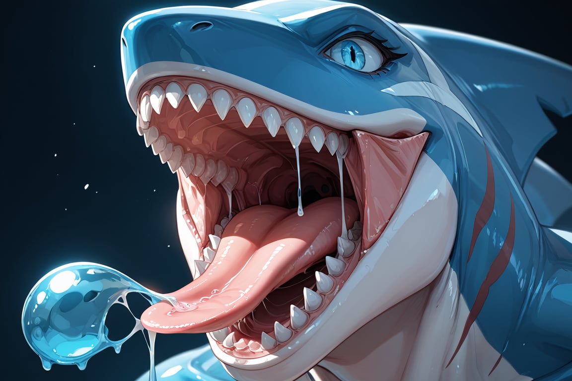 dentata,tongue,shark teeth,slime,source_anime,score_7_up,score_8_up,score_9, (masterpiece),(Highest quality),(High resolution),(Very detailed),close up