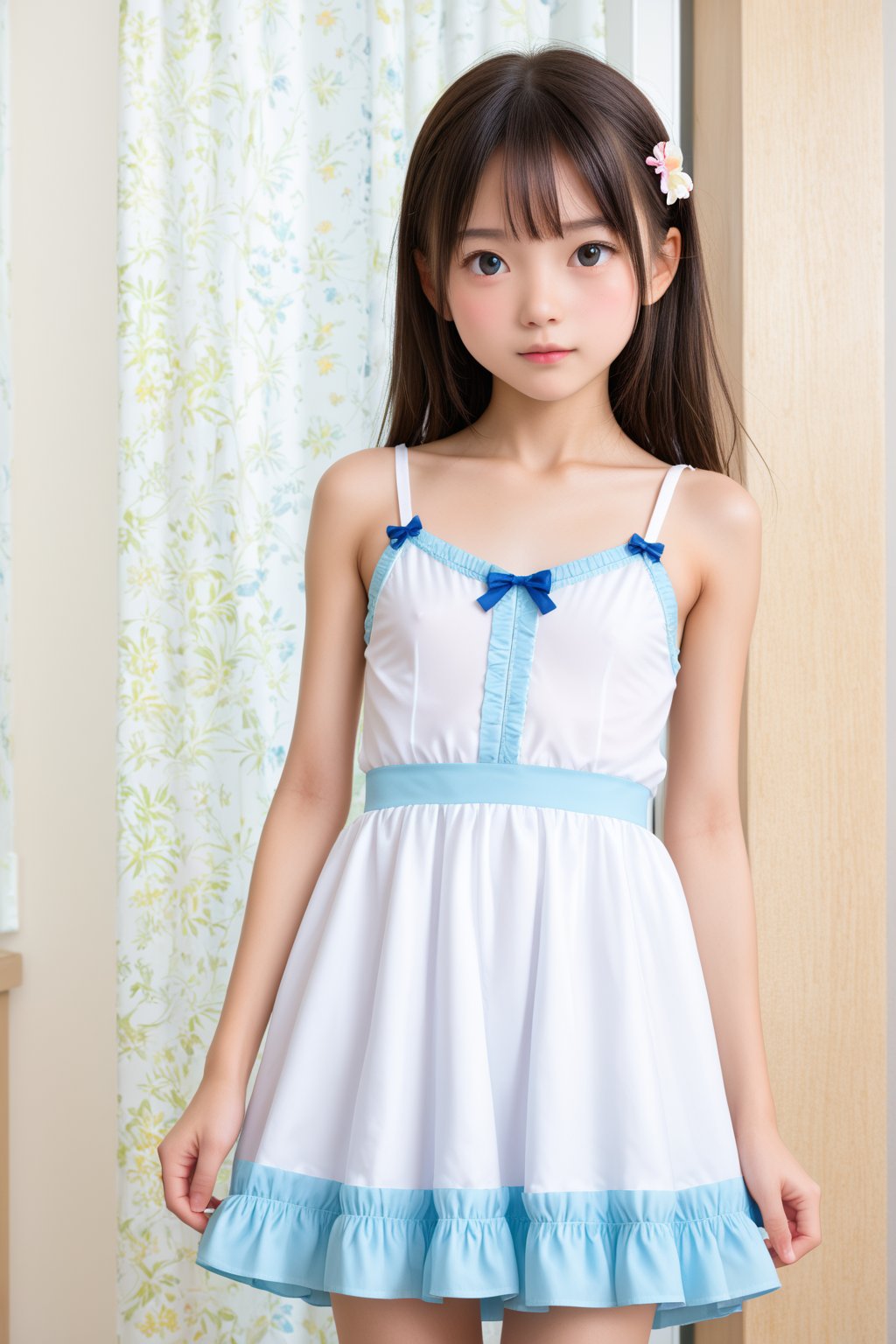 little unmatured girl, dress,
petite children's body,