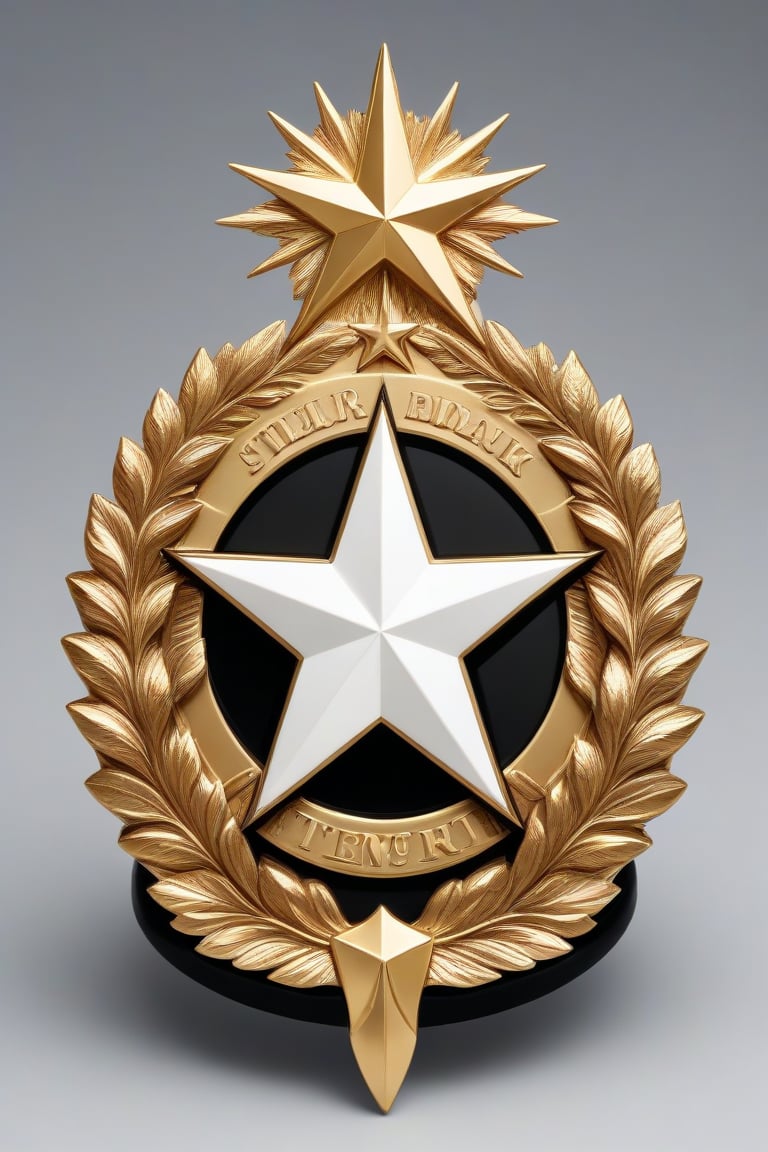 A majestic 3D golden star-shaped commemorative badge, its facets glinting in the light, sits atop a delicate laurel wreath wrapping around the sides. At the base of the star, a crisp white flag unfurls, bearing the bold text Tensor Art in black lettering.