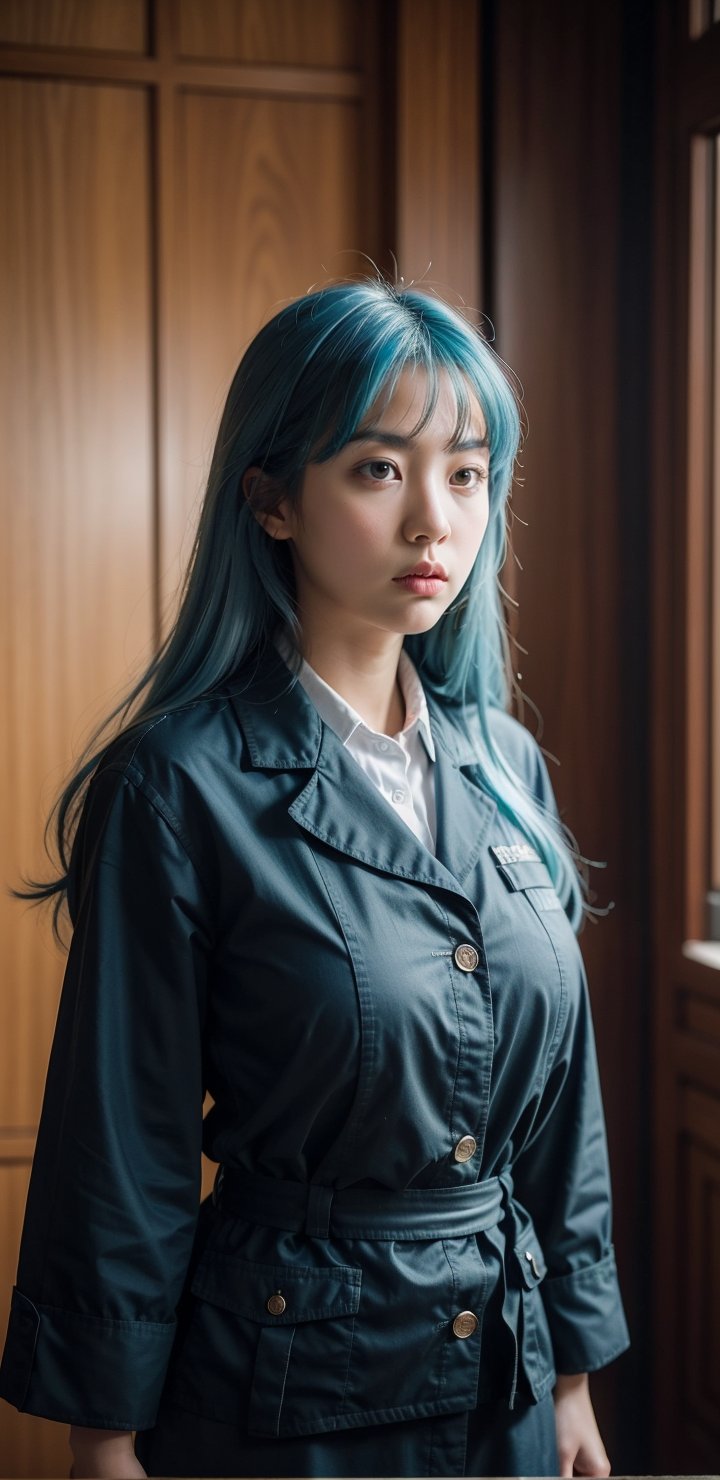 黑色长发,20岁漂亮中国女孩,白色毛衫,眼神深情,回望
((Blue hairs))