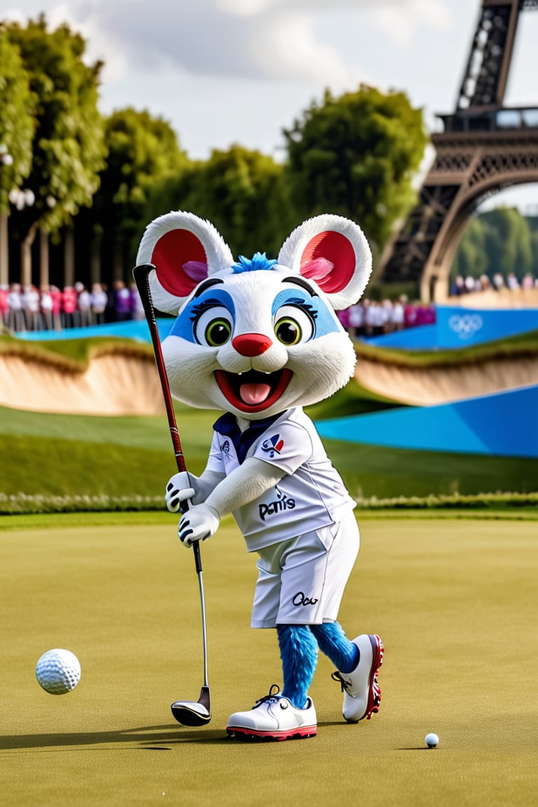 Fantastic and playful atmosphere, competition, Paris Olympic mascot plays golf  at Paris 2024 Olympic Games, Paris Olympic Games,