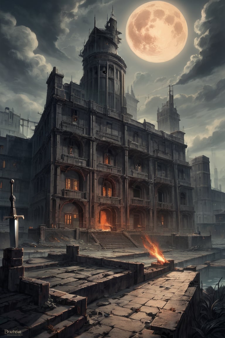 score_9, score_8_up, score_7_up, source_anime, highly detailed, 
Architectural style a desolate scenery of a dark (dungeon:1.4),moon,(underground:1.3),house,gloomy,ancient,(derelict:1.1),(mysterious),sinister and eerie atmossphere,fire,(darkness:1.1),dagger,dark fantasy, Clean lines,geometric shapes,river