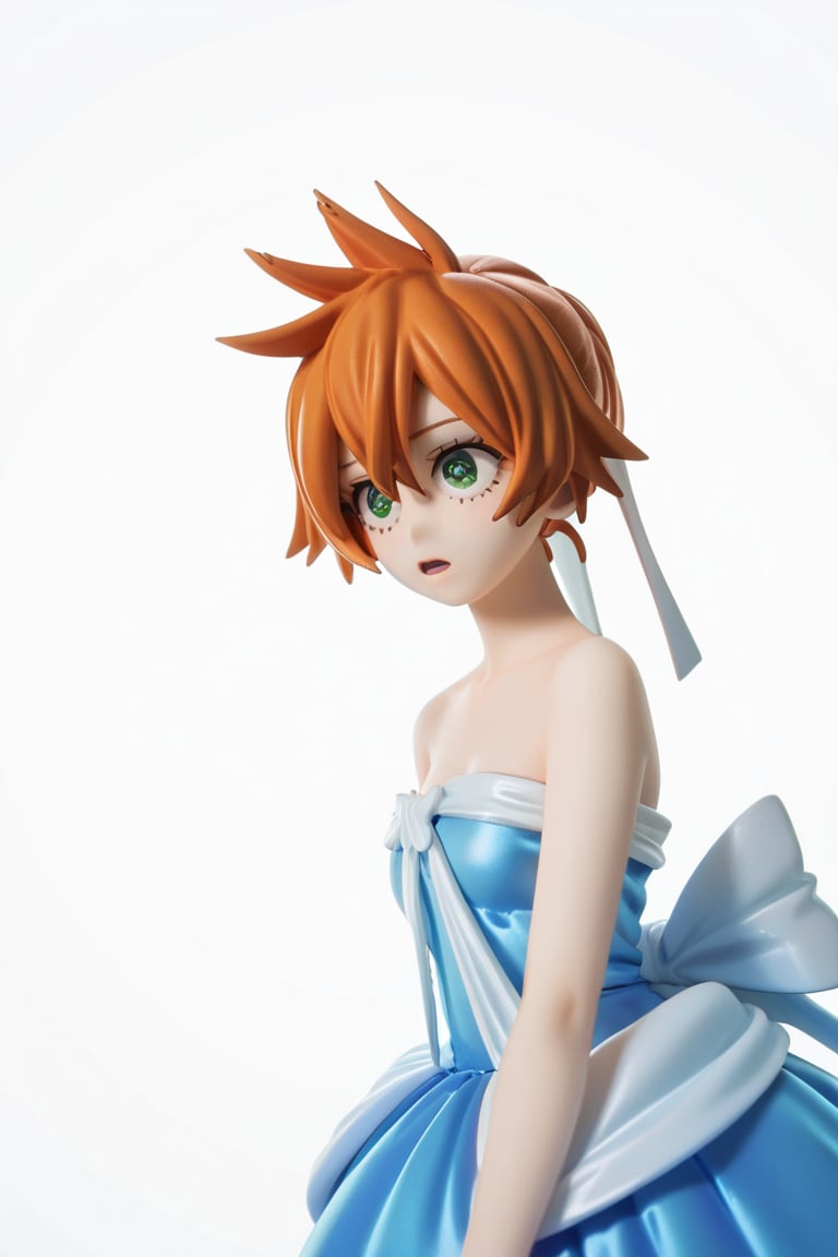 score_9, score_8_up, score_7_up, score_6_up, score_5_up, score_4_up, BREAK, , 1girl, Kendo, orange hair, green eyes, pageant dress, blue dress, strapless, 

,(( white background, blank background))