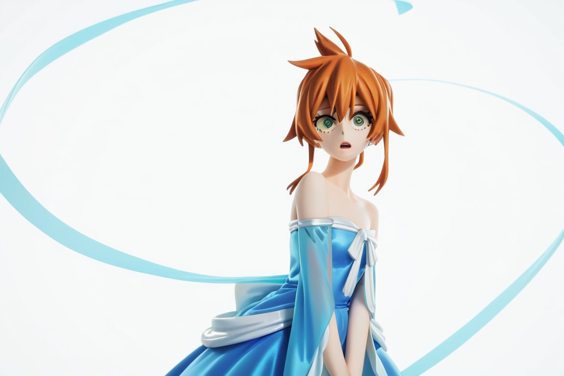 score_9, score_8_up, score_7_up, score_6_up, score_5_up, score_4_up, BREAK, , 1girl, Kendo, orange hair, green eyes, pageant dress, blue dress, strapless, 

,(( white background, blank background))